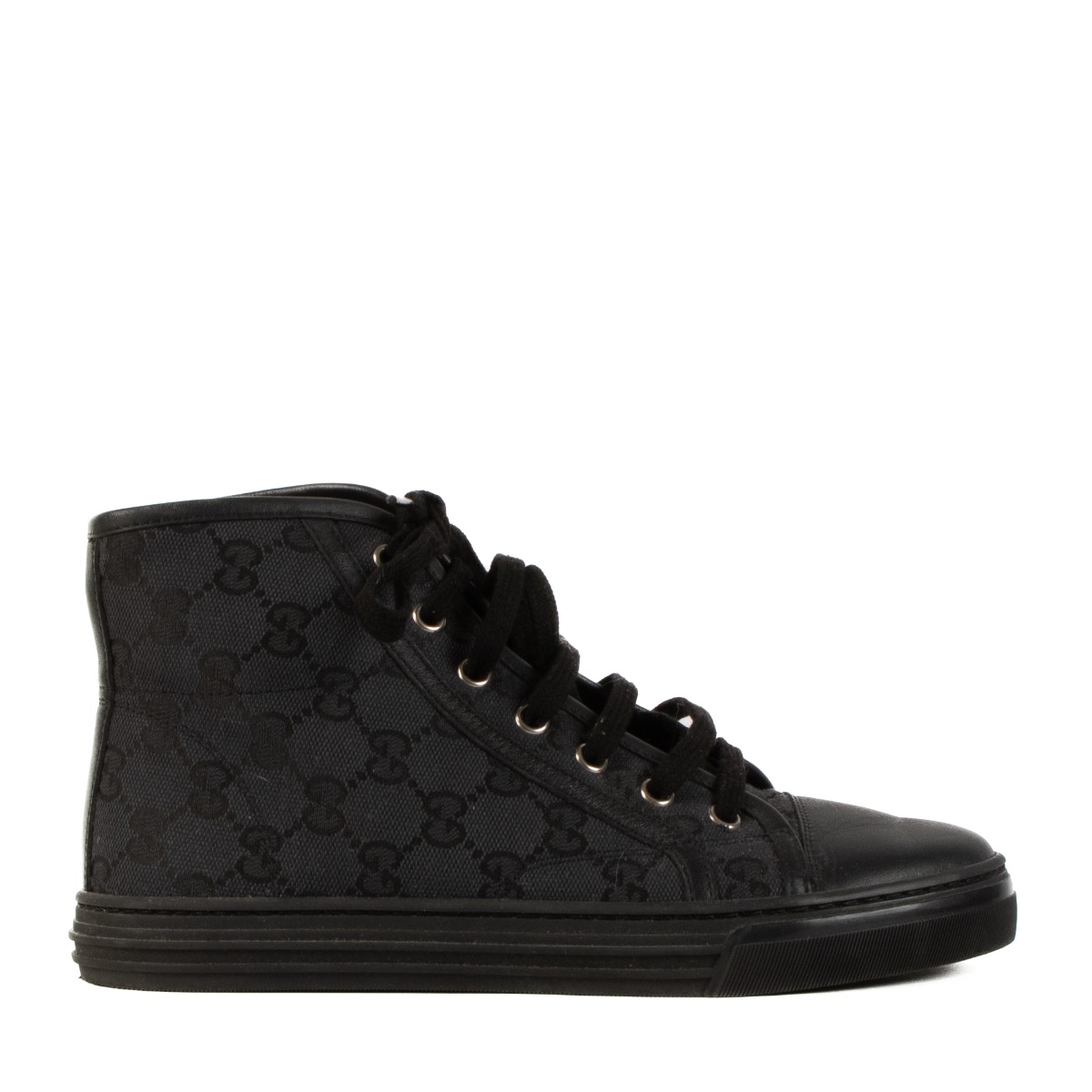 Gucci Black GG Canvas High Top Sneakers Labellov Buy and Sell Authentic Luxury