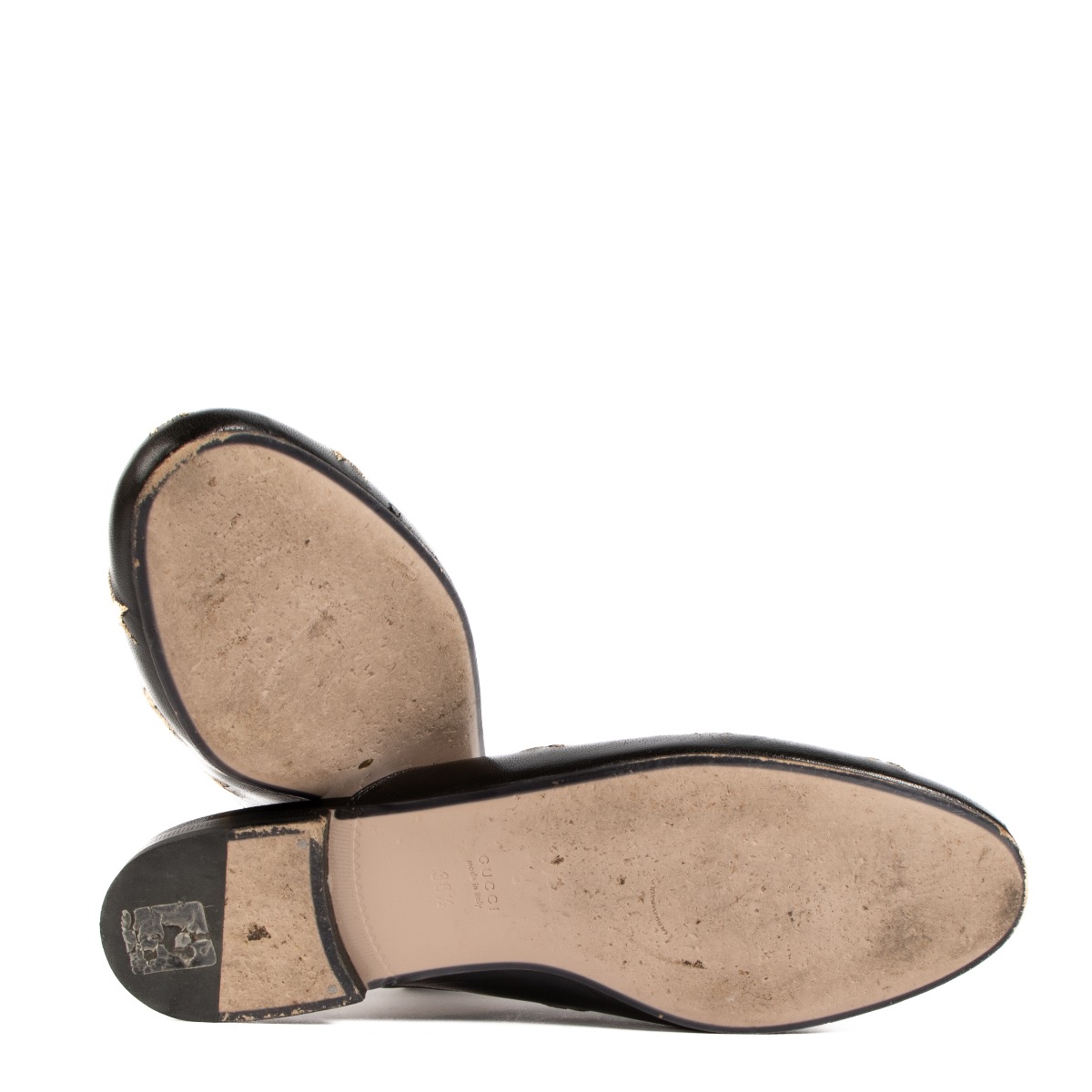Gucci Black Bee Embroidered Princetown Slippers - Size 38.5