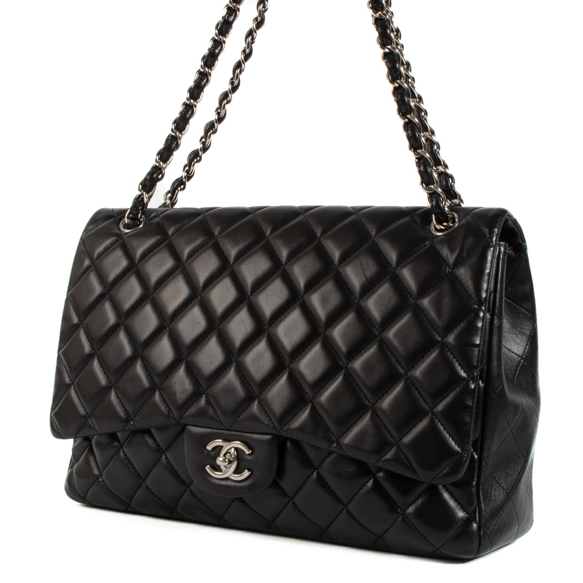 CHANEL 2.55 ヴィンテージ クラシック フラップバッグ マキシ CHANEL Vintage Maxi Jumbo 34cmFlap Shoulder Bag Black