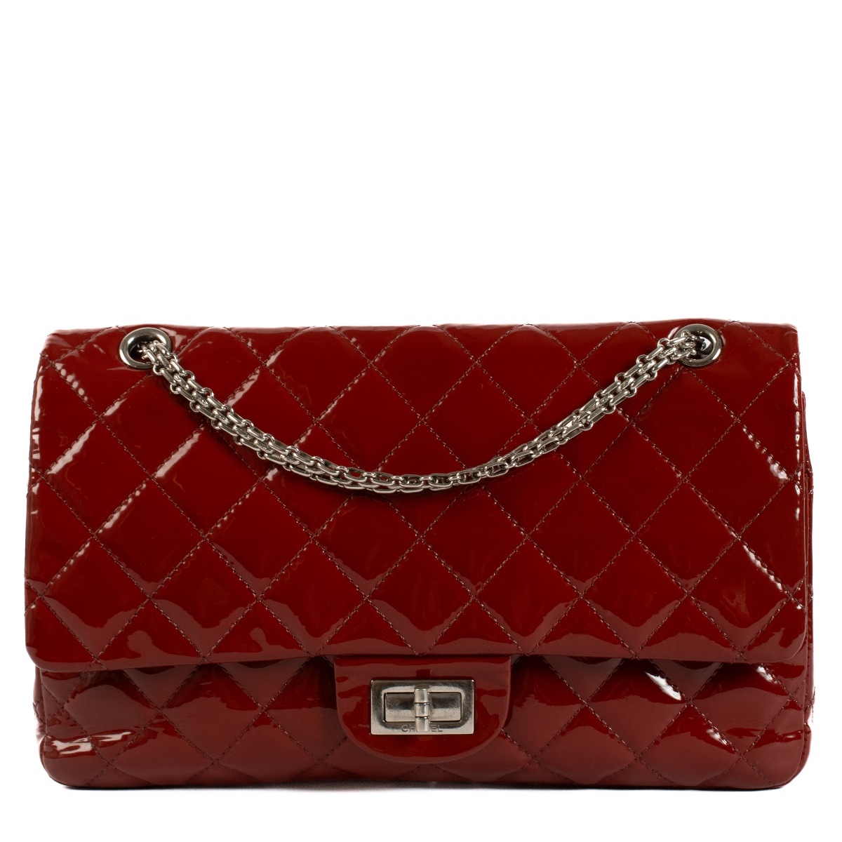 Chanel Red Patent Leather Maxi 2.55 Bag ○ Labellov ○ Buy