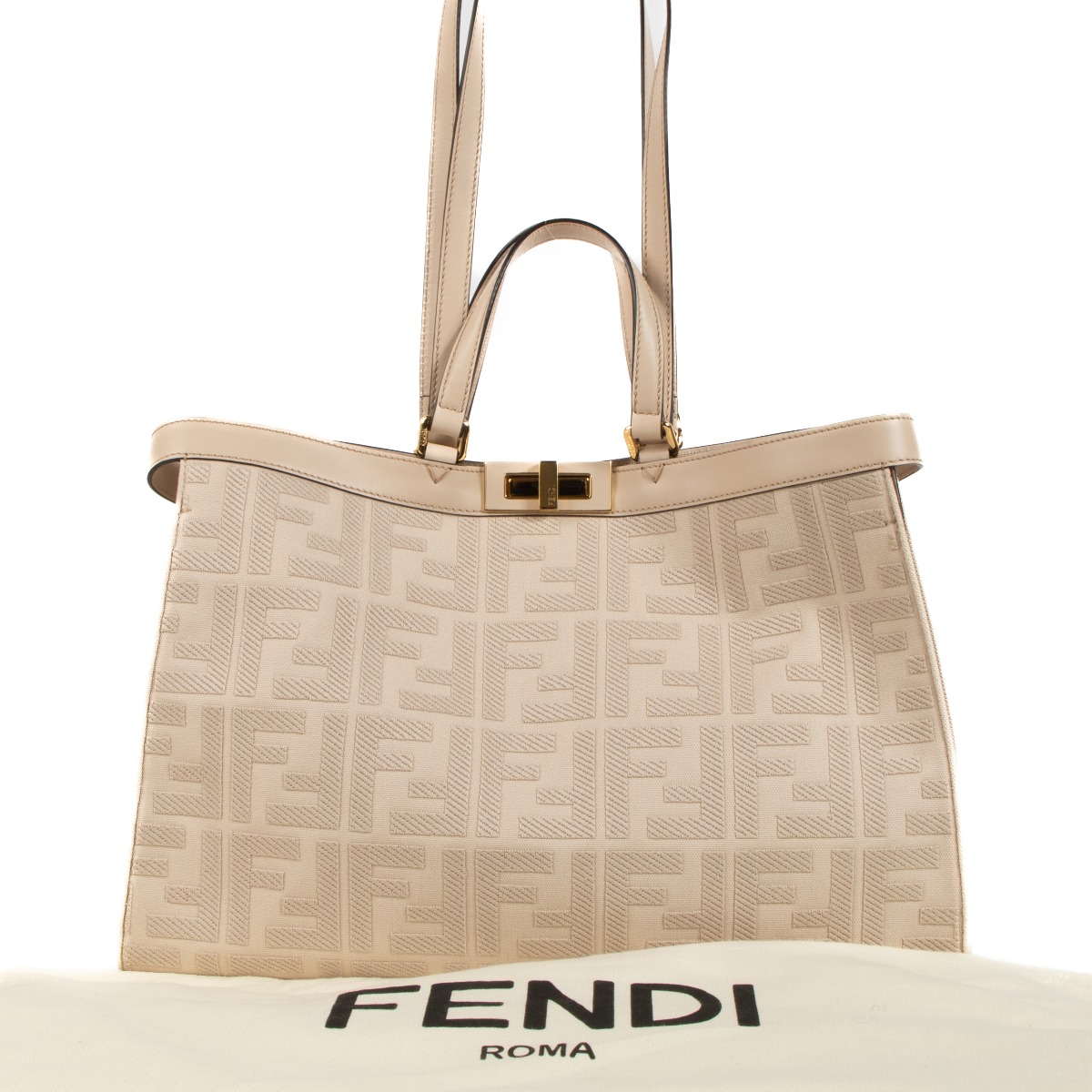 Fendi Pink Canvas Vitello King Medium Peekaboo X Tote Bag