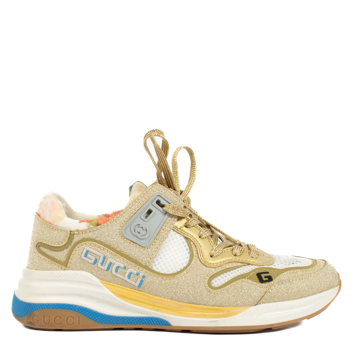 GUCCI ゴールド ミュール 35C Vintage GUCCI BLONDIE LEATHER MEDALLION GOLD Slides OPEN TOE