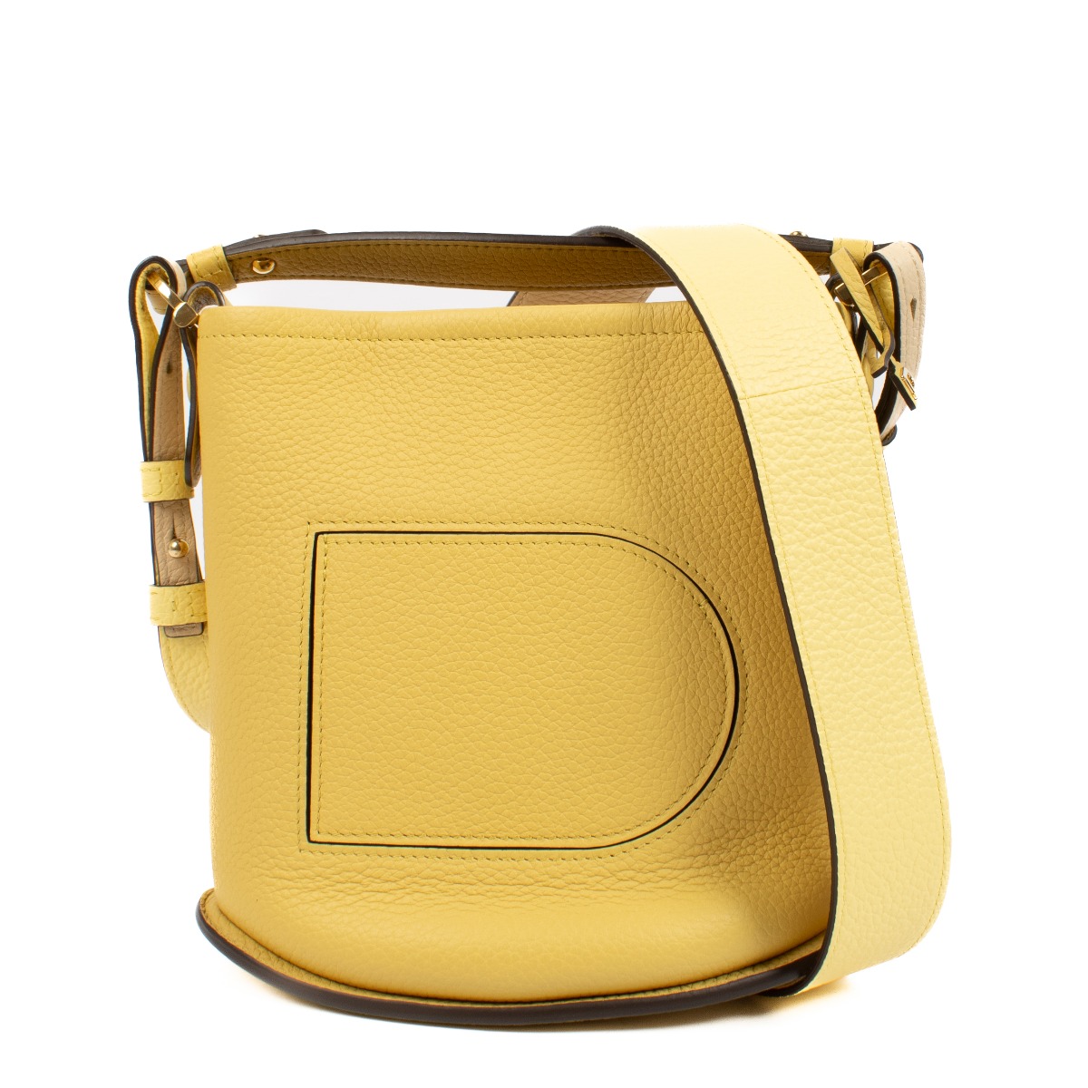 Delvaux Yellow Taurillon Soft Pin Mini Bucket ○ Labellov