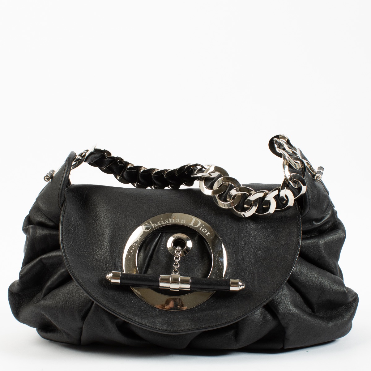 Christian Dior ブラックレザー バッグ Christian Dior ブラックレザー ショルダーバッグ 稀少