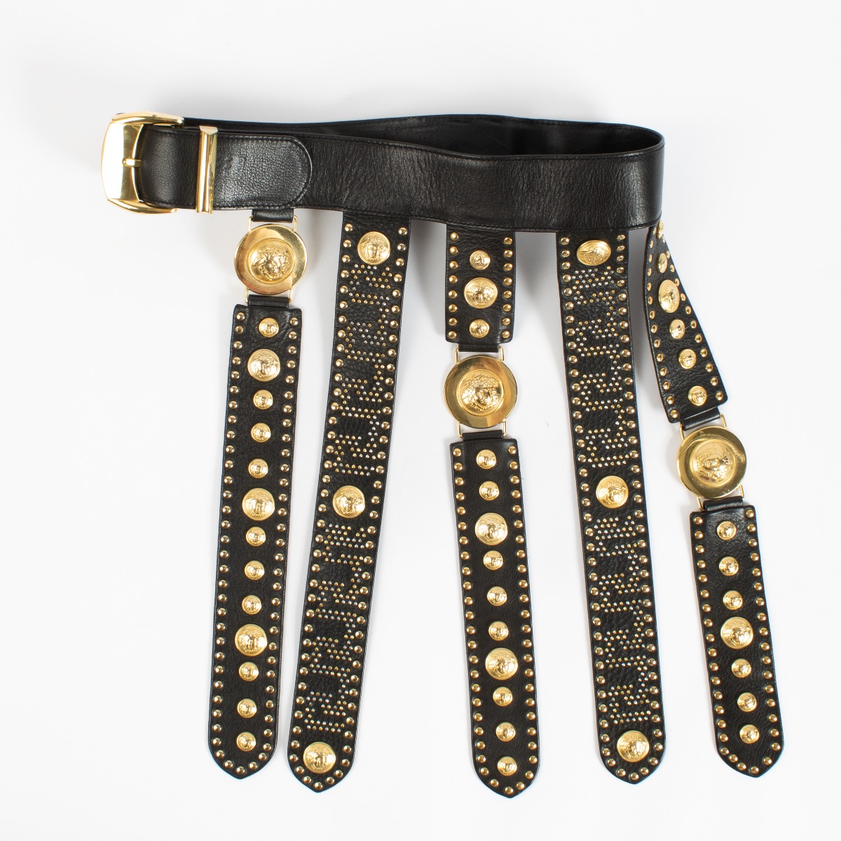 VERSACE ブラックナイロンベルト ラ メドゥーサ '95 ワイド ベルト ブラック,ゴールド | VERSACE JP