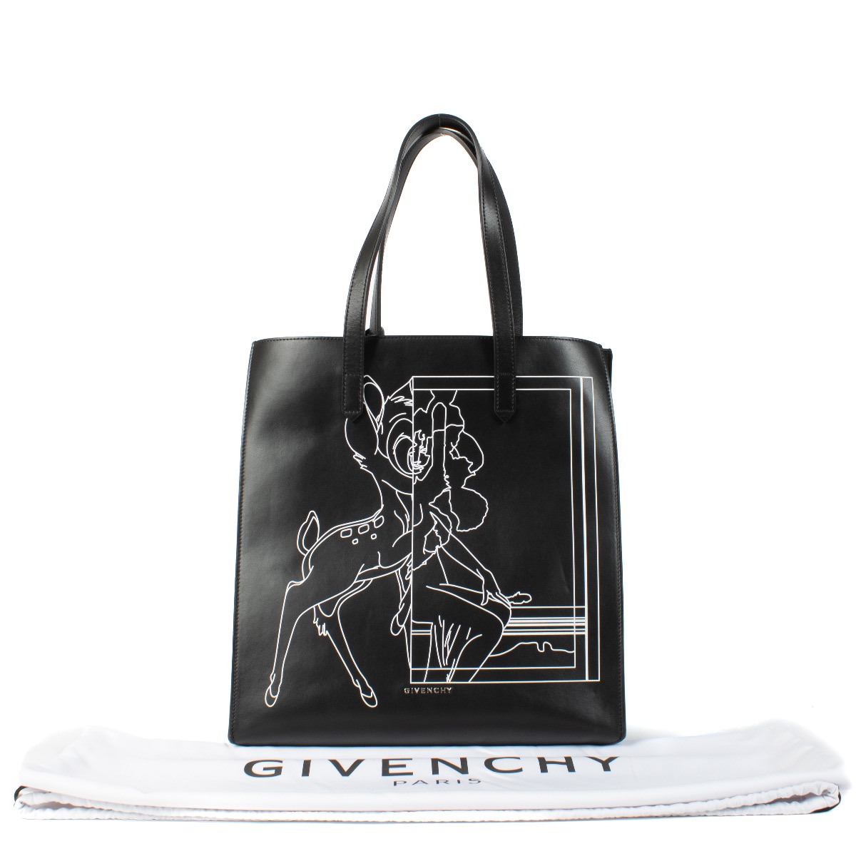 Givenchy Bambi Stargate Tote Black / White Leather Small
