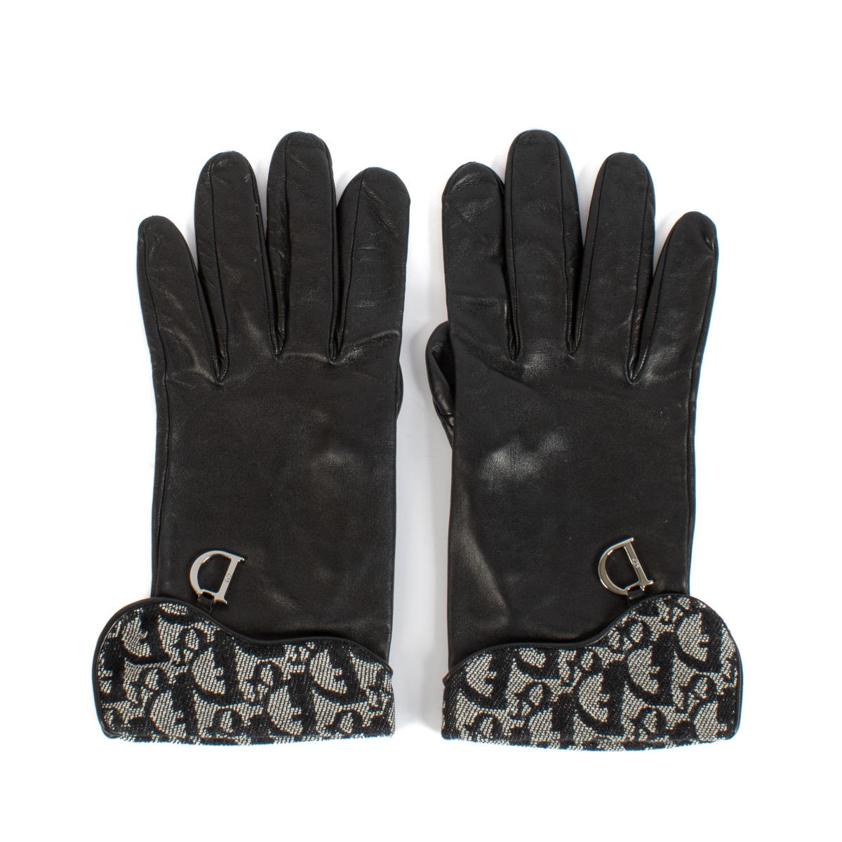 Christian Dior Black Leather Saddle Gloves ○ Labellov