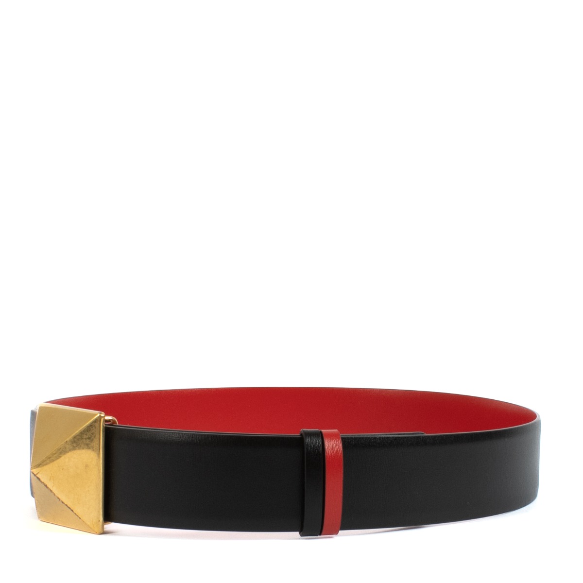 ベルト VALENTINO 24FW Black Red Reversible Belt 5W0T0SA9 ZFR 0SM Valentino Garavani Black/Red Reversible One Stud Belt - Size