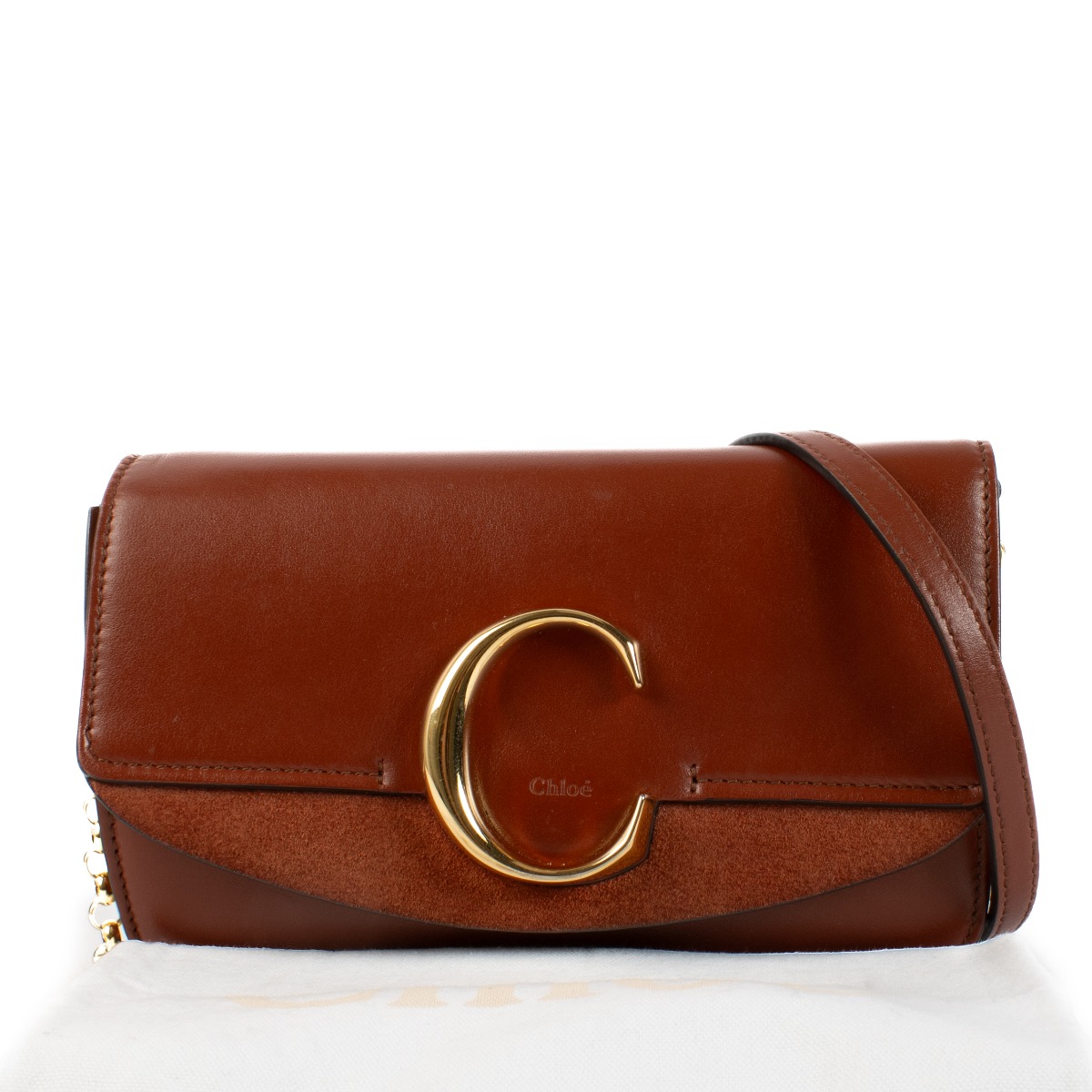 Chloé Sepia Brown Mini C Chain Clutch Bag ○ Labellov ○ Buy