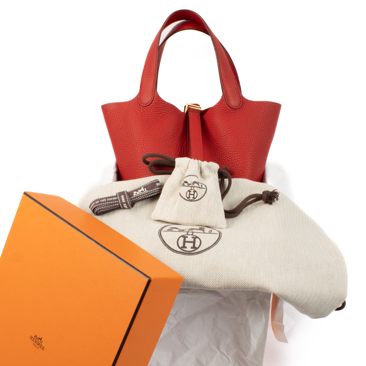入手困難♪【HERMES】ピコタン Picotin Lock 18 Bag Vermillon Hermès Picotin Lock 18 Vermillon Taurillon Clemence GHW