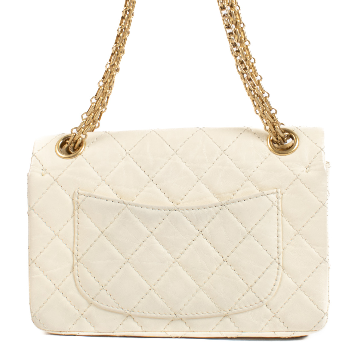Chanel White Aged Calfskin Mini 2.55 Handbag ○ Labellov