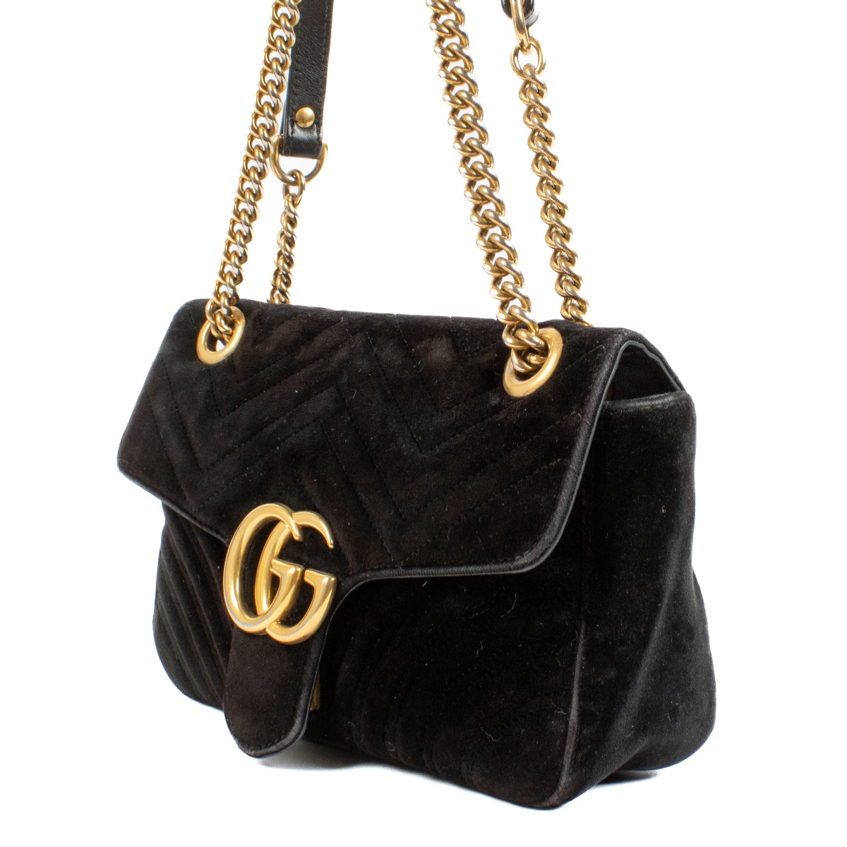 Gucci Black Velvet Small GG Marmont Bag ○ Labellov ○ Buy