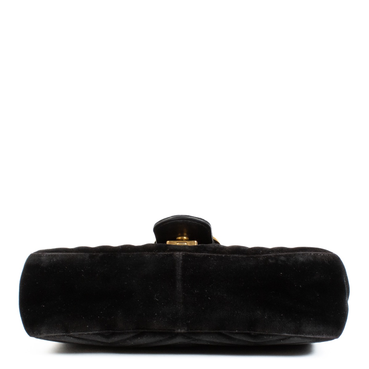 GUCCI ブラック ベルベット ボディバッグ Gucci Black Velvet GG Marmont Crossbody Bag ○ Labellov