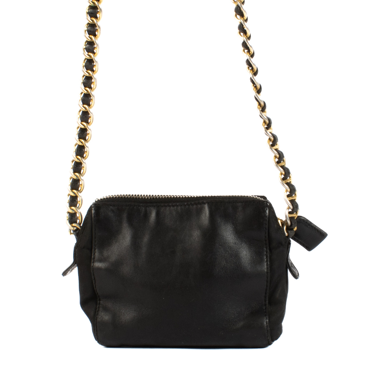 Prada Black Leather and Nylon Mini Chain Bag ○ Labellov