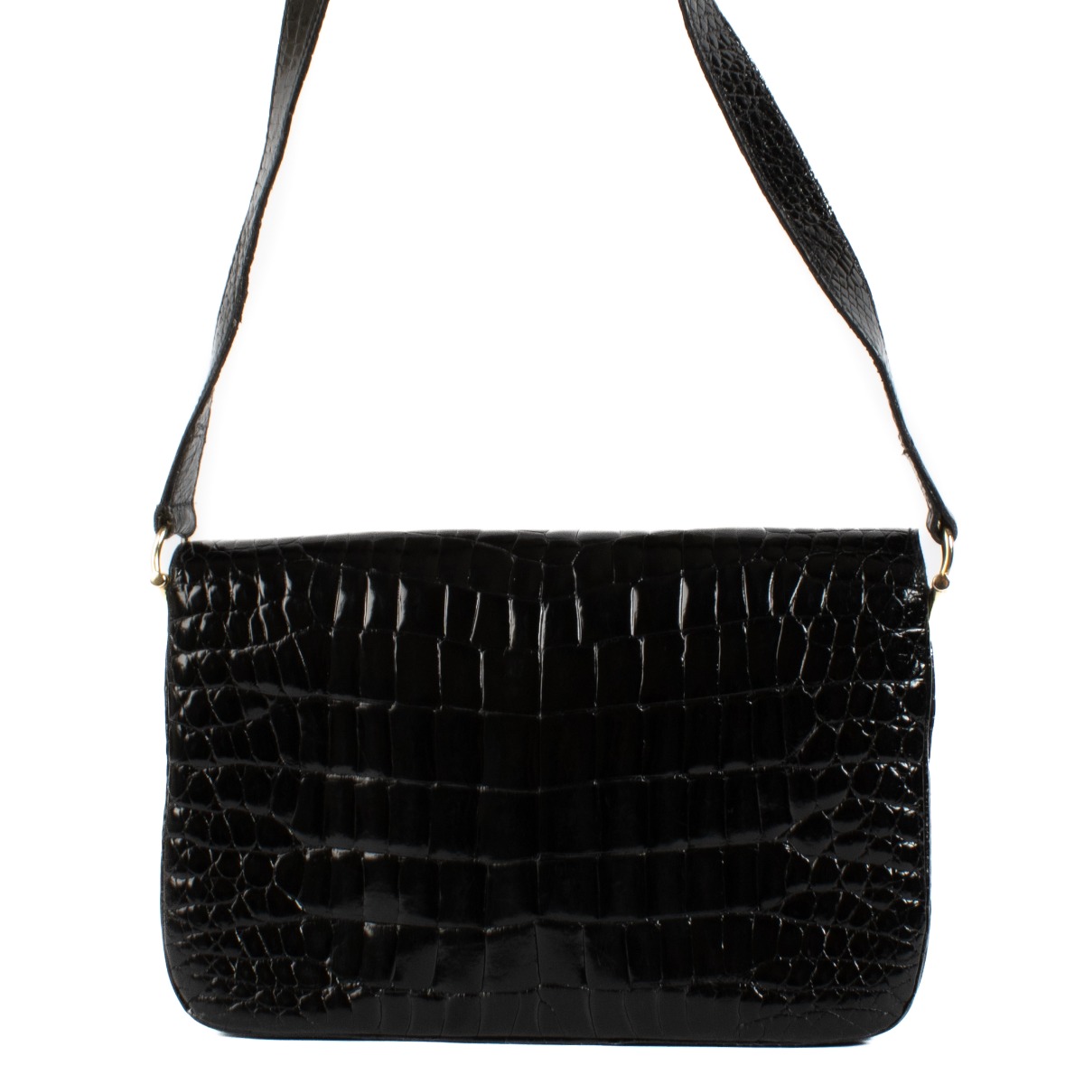 VINTAGE●CELINE●クラシックバッグ レザー ll12170_celine_black_croco_sho