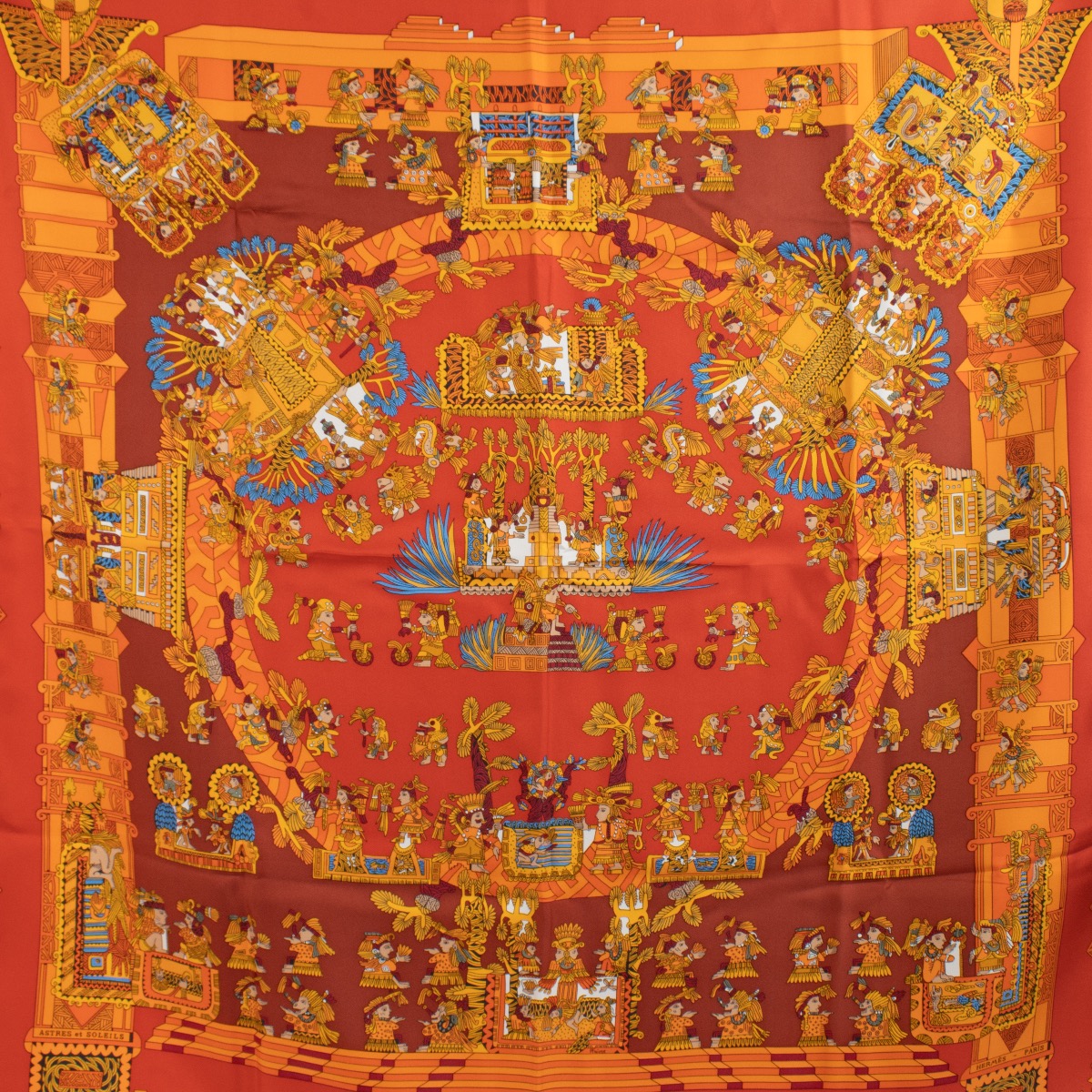 Hermès Multicolor Silk Astres Et Soleils Carré 90 Scarf