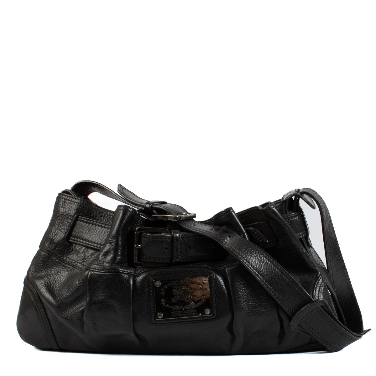 【BURBERRY】BLACK LEATHER SHOULDER BAG Burberry Black Leather Link Shoulder Bag | Yoogi's Closet