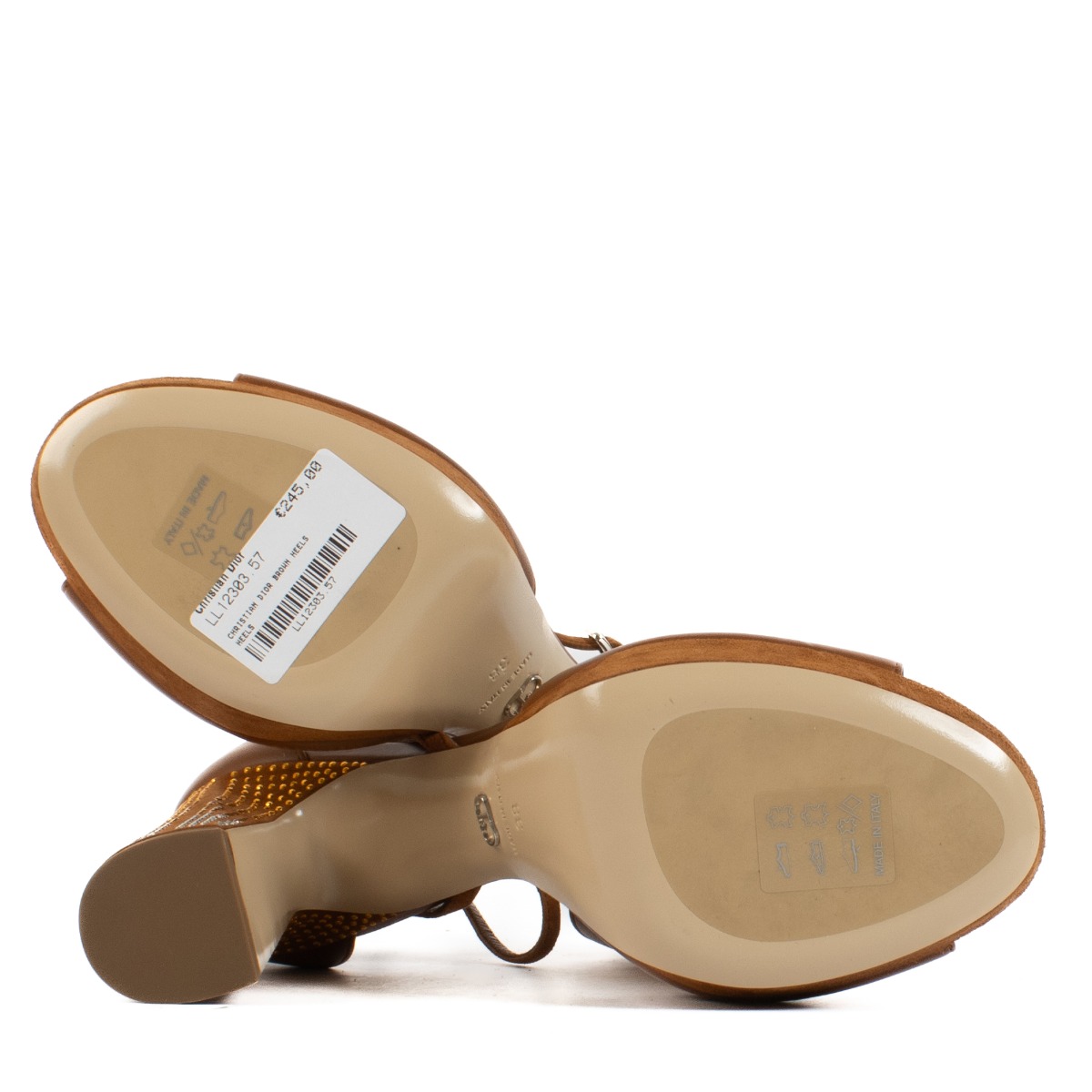 Christian Dior Brown Leather Open Toe Platform Heels - Size 38