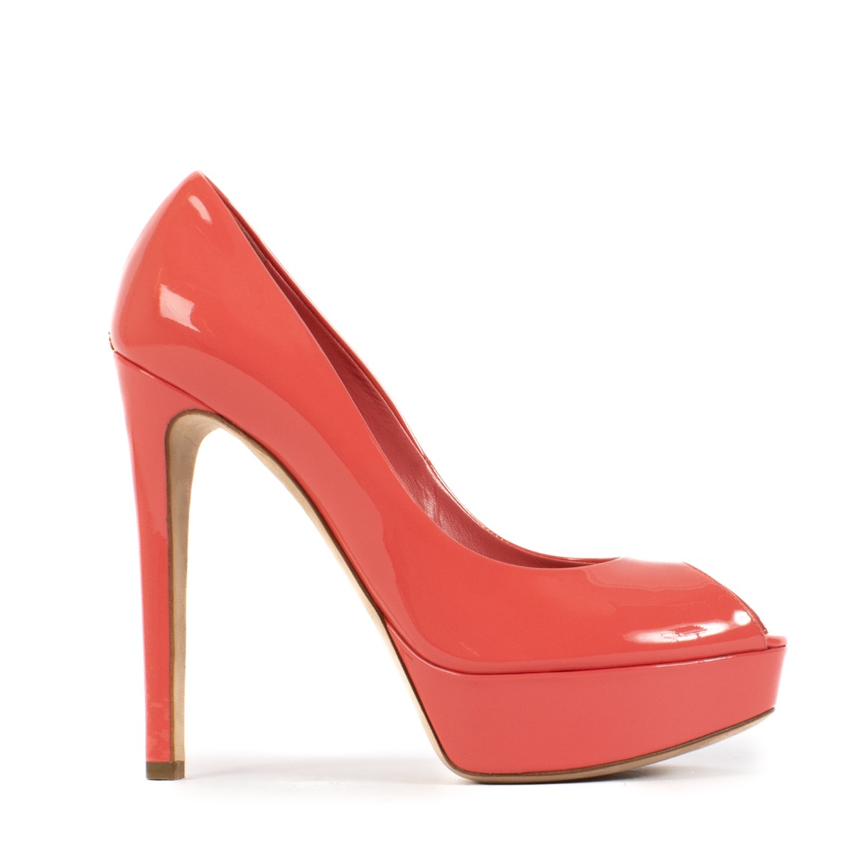 Dior｜ (R3473HOMST 992) Christian Dior Pink Patent Platform Heels - Size 38,5