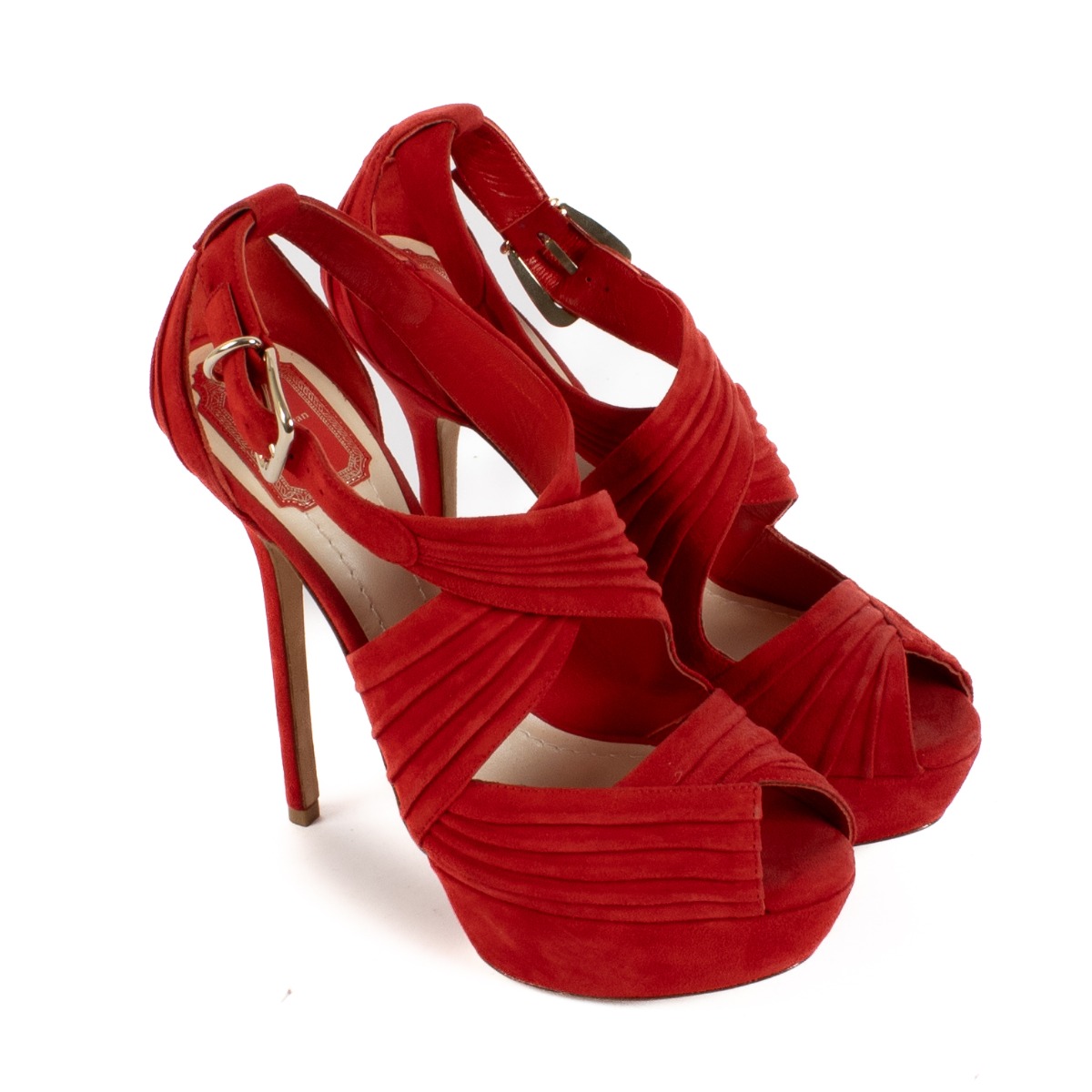 Christian Dior Red Suede Platform Heels Size 38 Labellov Buy and Sell Authentic Luxury