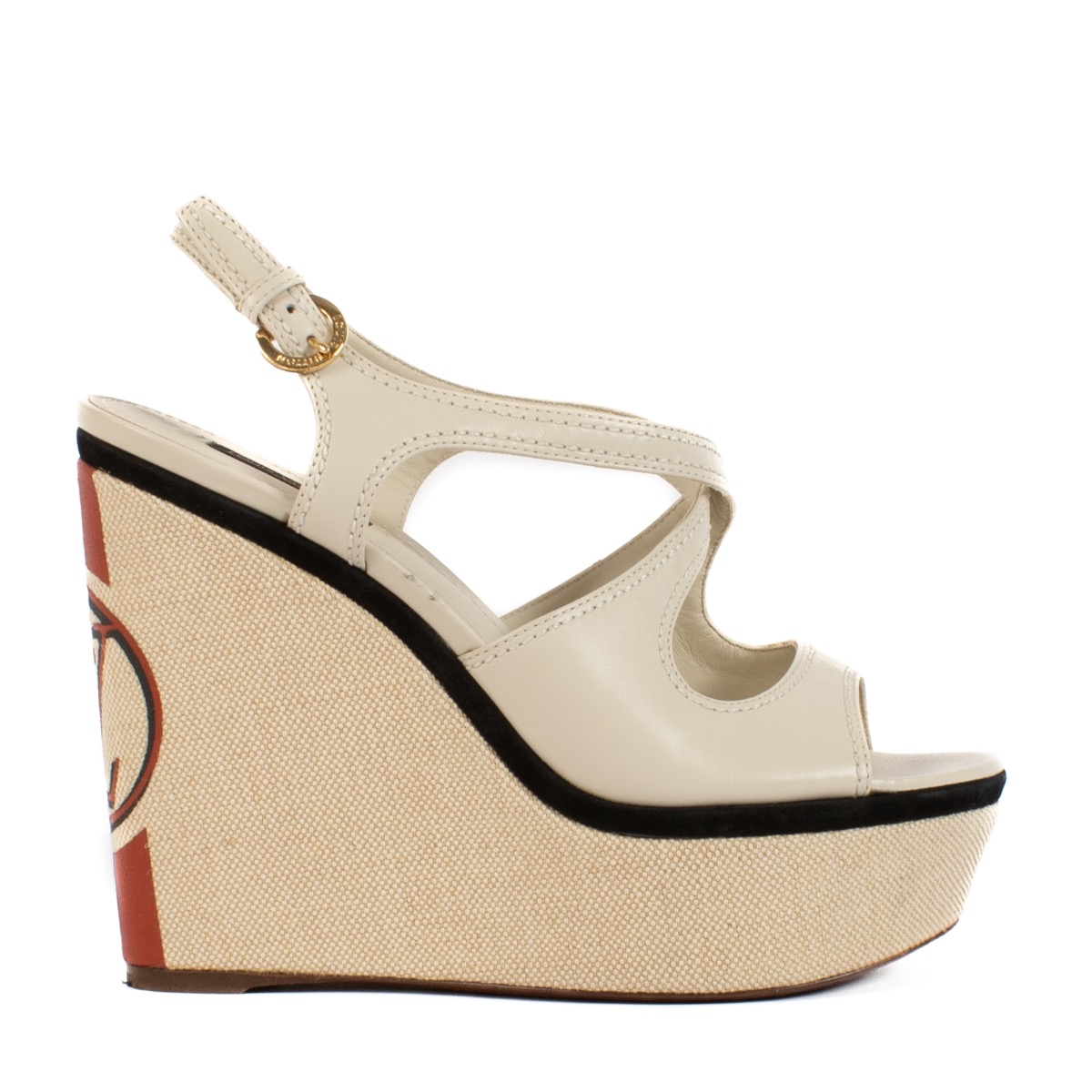 新品 大人気商品  - Heels Wedge White Vuitton Louis Size Labellov ○ 1/2 38 靴