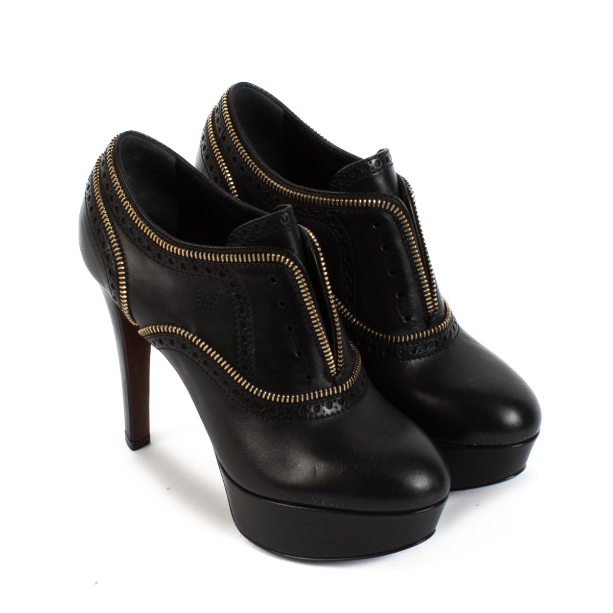 Louis Vuitton Black Zipper Heels - Size 38 ○ Labellov