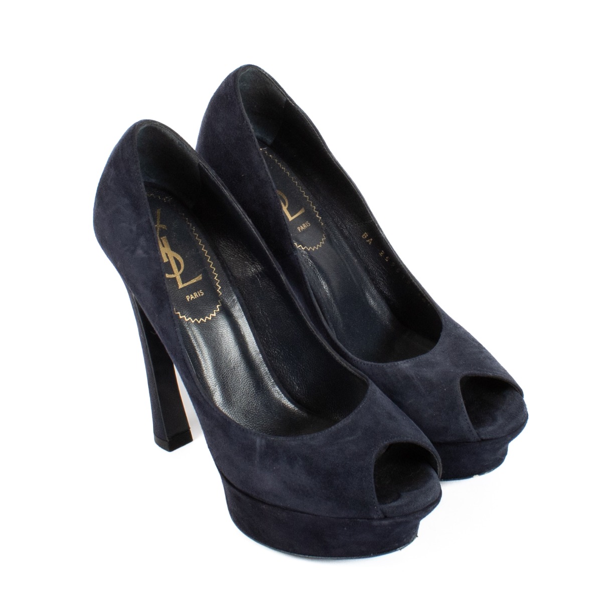 Saint Laurent Blue Suede Open Toe Platform Heels Size 38 5 Labellov Buy and Sell Authentic Luxury
