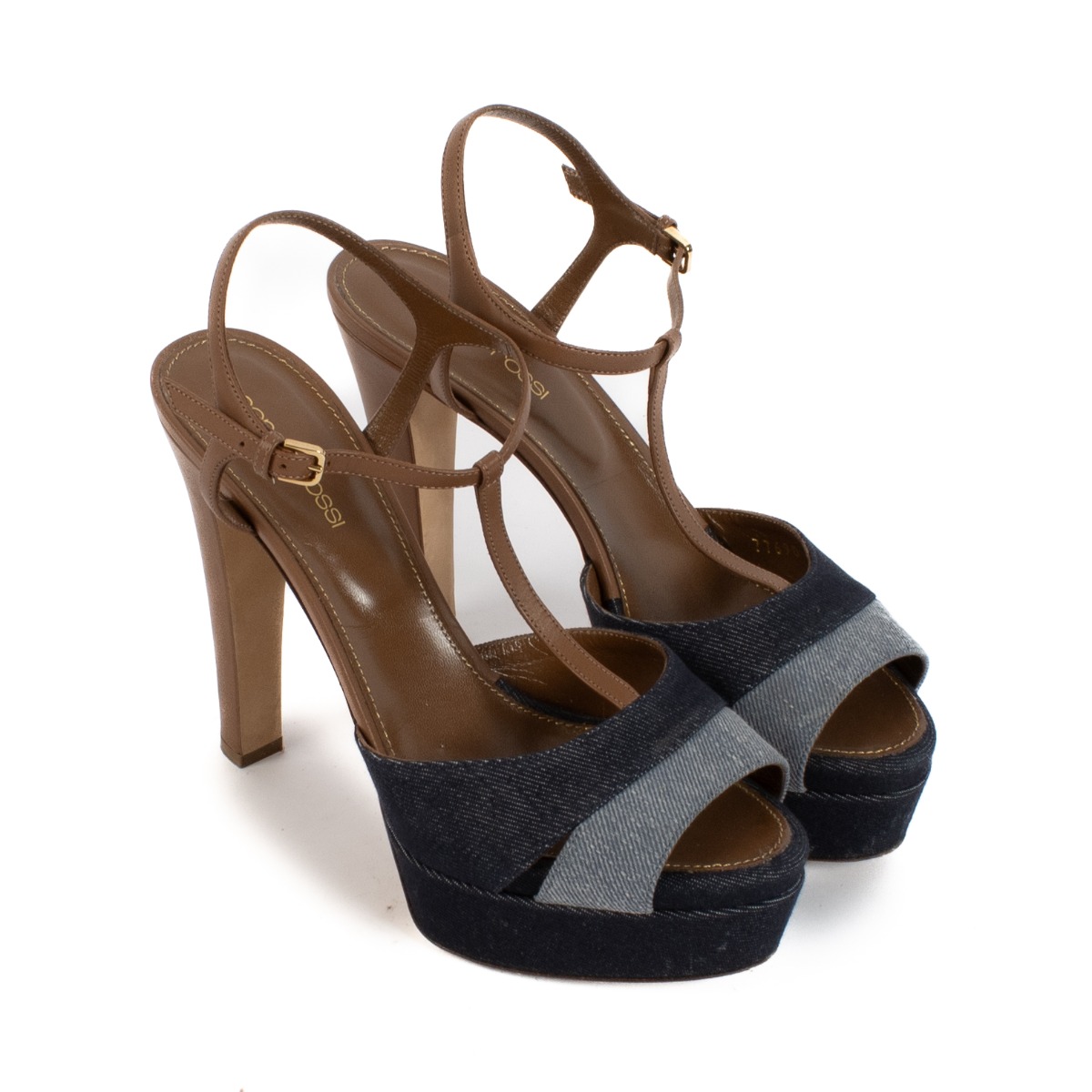 Sergio Rossi Denim Platform Heels - Size 39 ○ Labellov