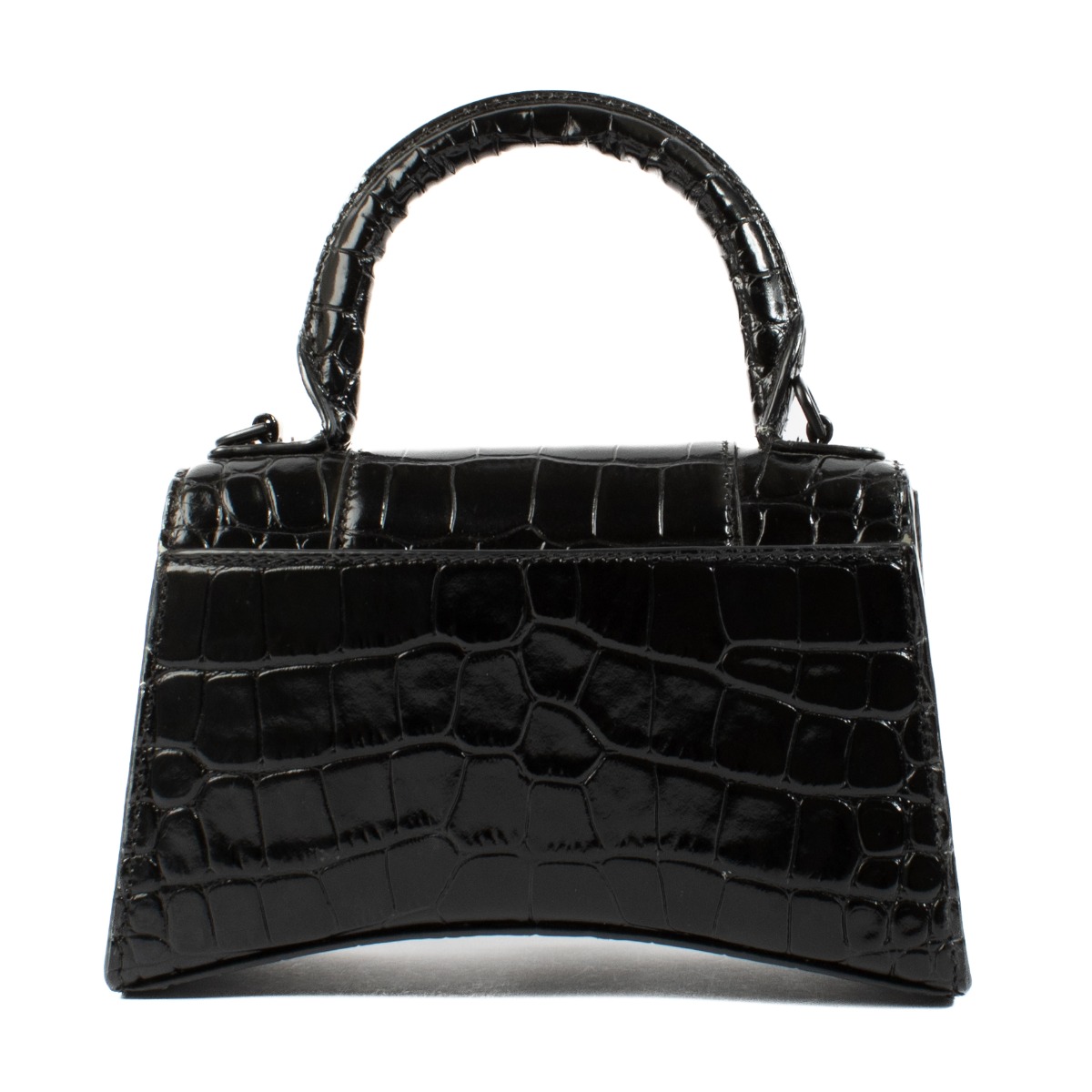 Balenciaga So Black Crocodile Embossed Hourglass XS Bag