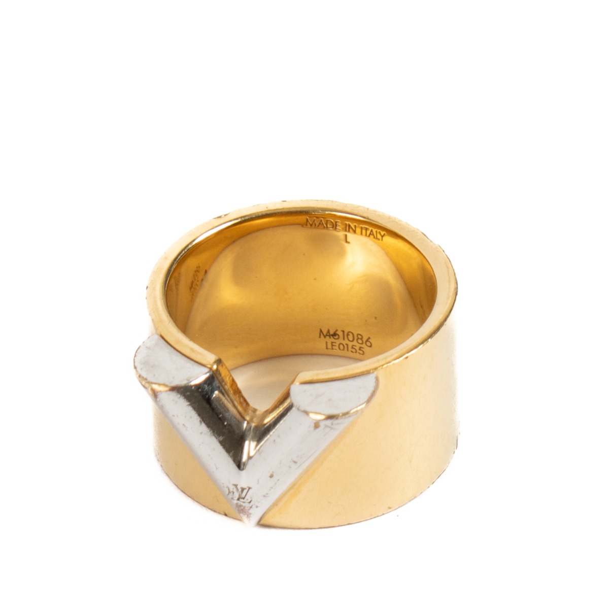 Louis Vuitton M61085 Gold & Silver Essential V Ring - Size L