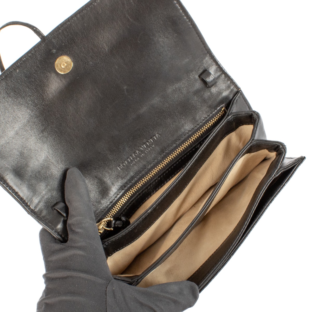 Bottega Veneta Black Intrecciato Top Handle/Clutch