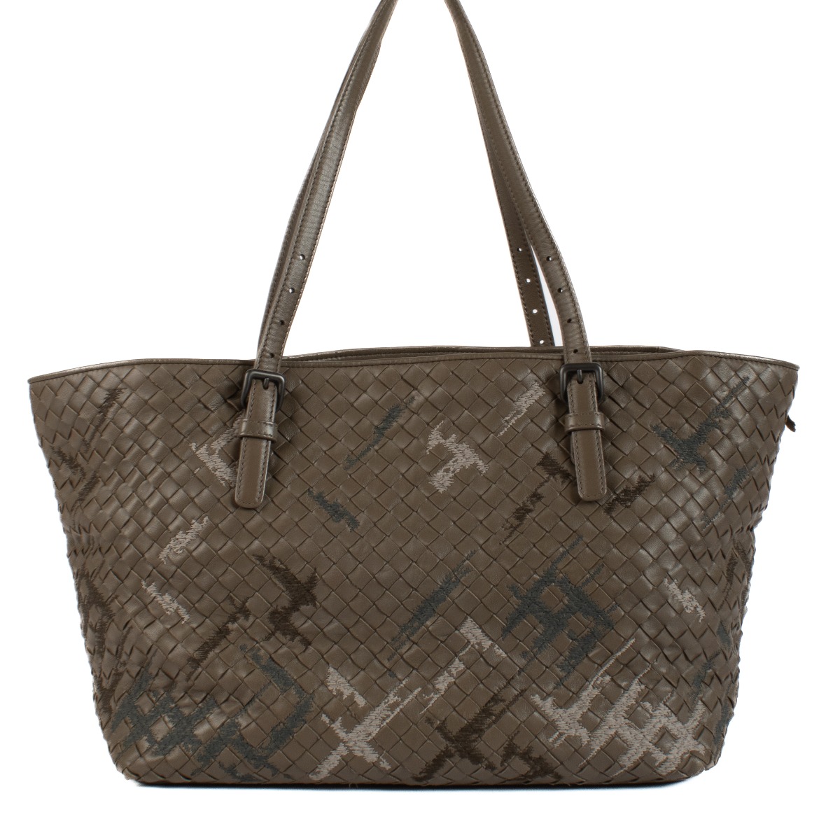 Bottega Veneta Brown Embroidered Intracciato Cesta Tote Bag
