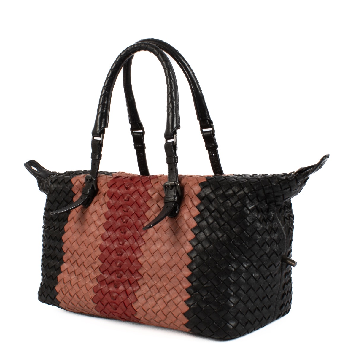 直営店☆BOTTEGA VENETA☆ TIE INTRECCIATO トートバッグ Bottega Veneta Tri-Color Intrecciato Tote Bag ○ Labellov