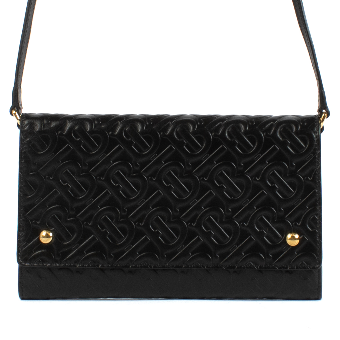 【関税&送料込み】Burberry Eve Wallet On Chain Burberry Monogram Leather Black Wallet On Chain Bag