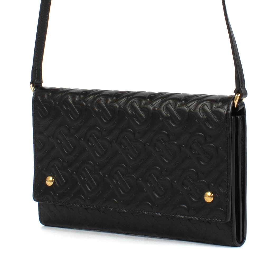 Burberry Monogram Leather Black Wallet On Chain Bag Labellov Buy and Sell Authentic Luxury