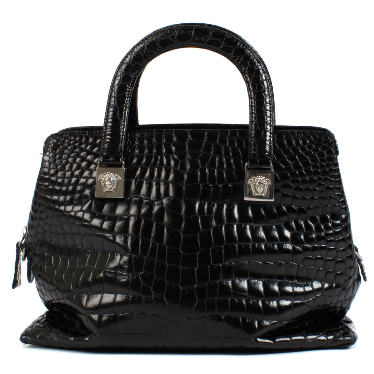 GIANNI VERSACE☆黒レザー ボストンバッグ☆ GIANNI VERSACE ジャンニヴェルサーチ ボストンバッグ 2way