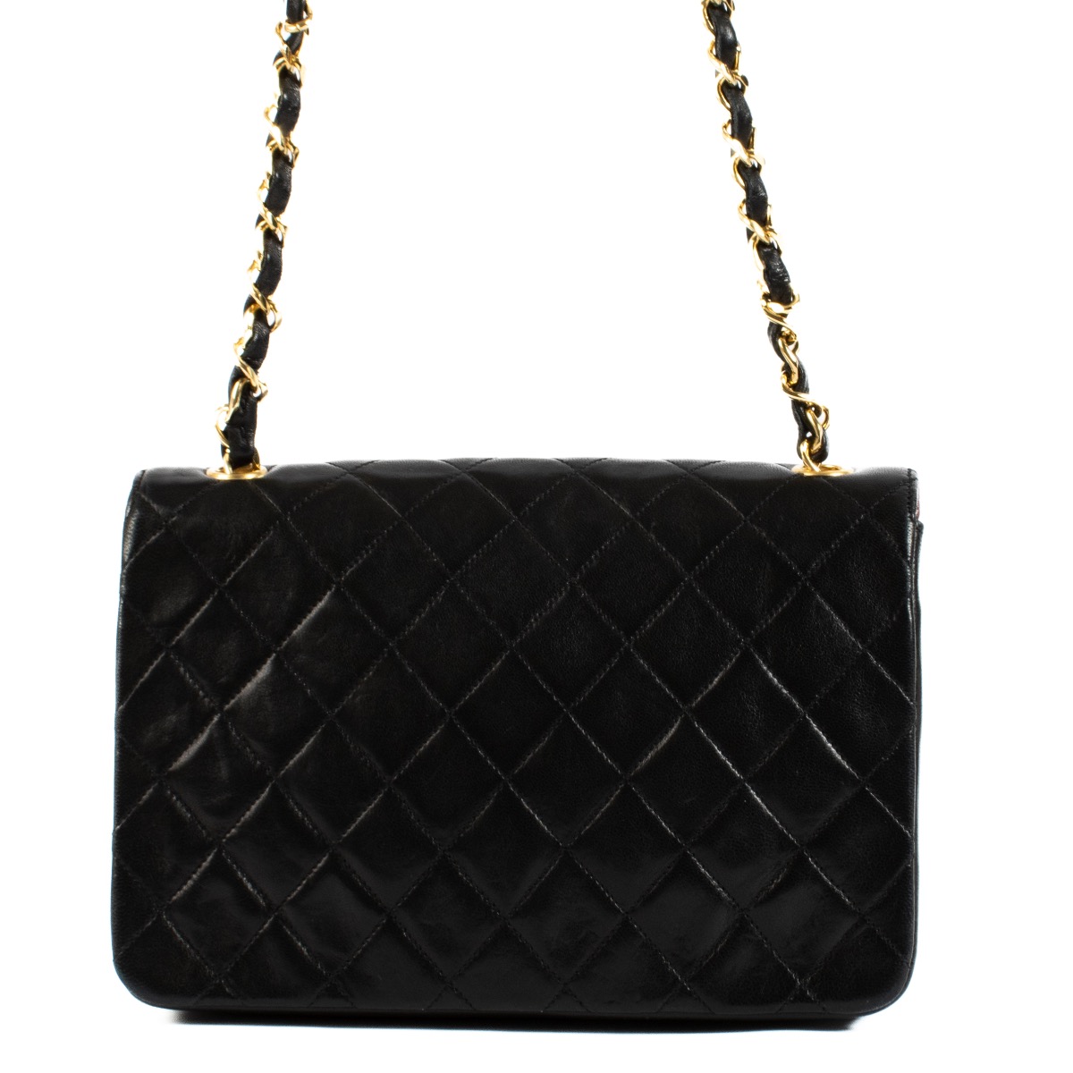 Chanel Vintage Black Quilted Lambskin Circle CC Mini Flap