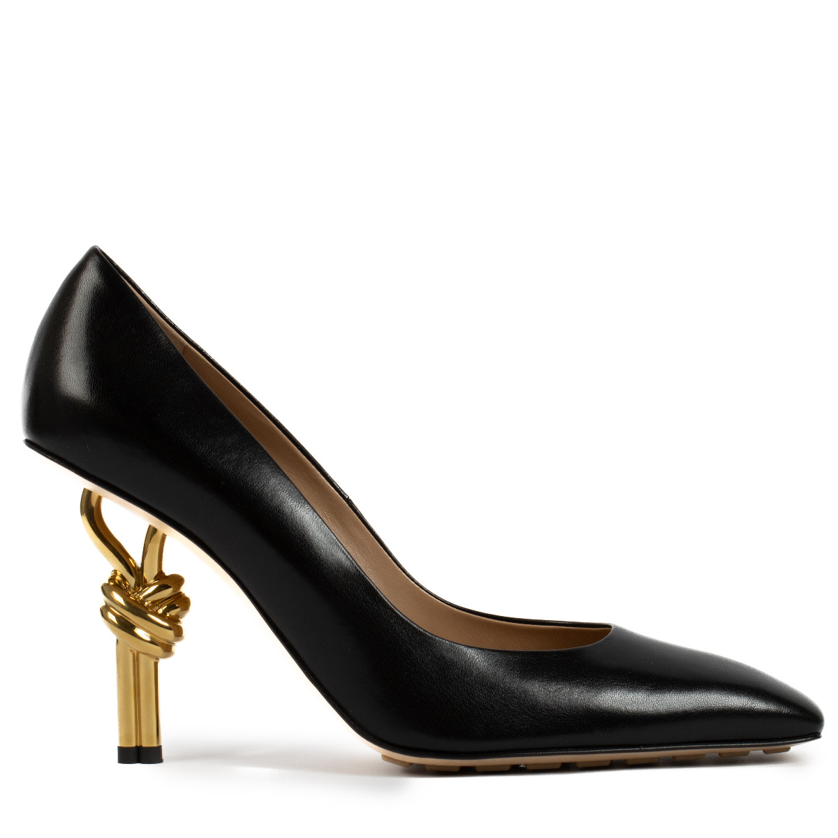【関税&送料込】Bottega Veneta Black Nappa Leather Knot Pump ll12687_bottega_veneta_black_l