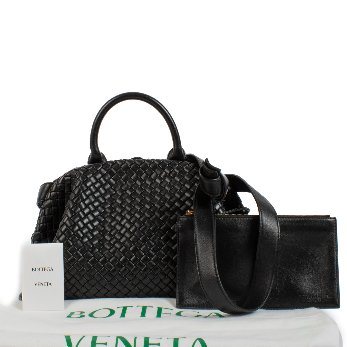 Bottega Veneta Black Intrecciato Medium Handle Bag