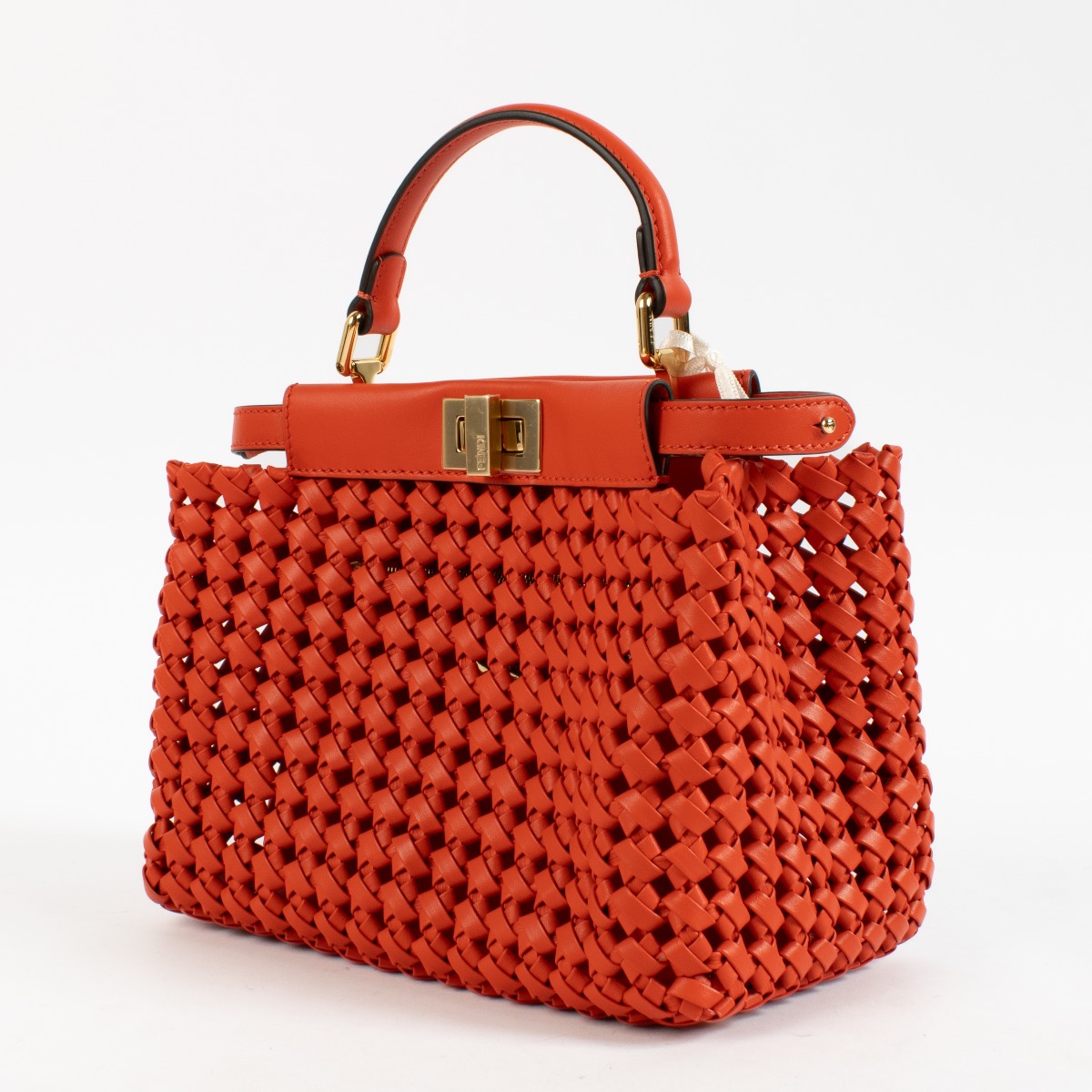 Fendi Red Woven Leather Mini Peekaboo Bag ○ Labellov ○ Buy and