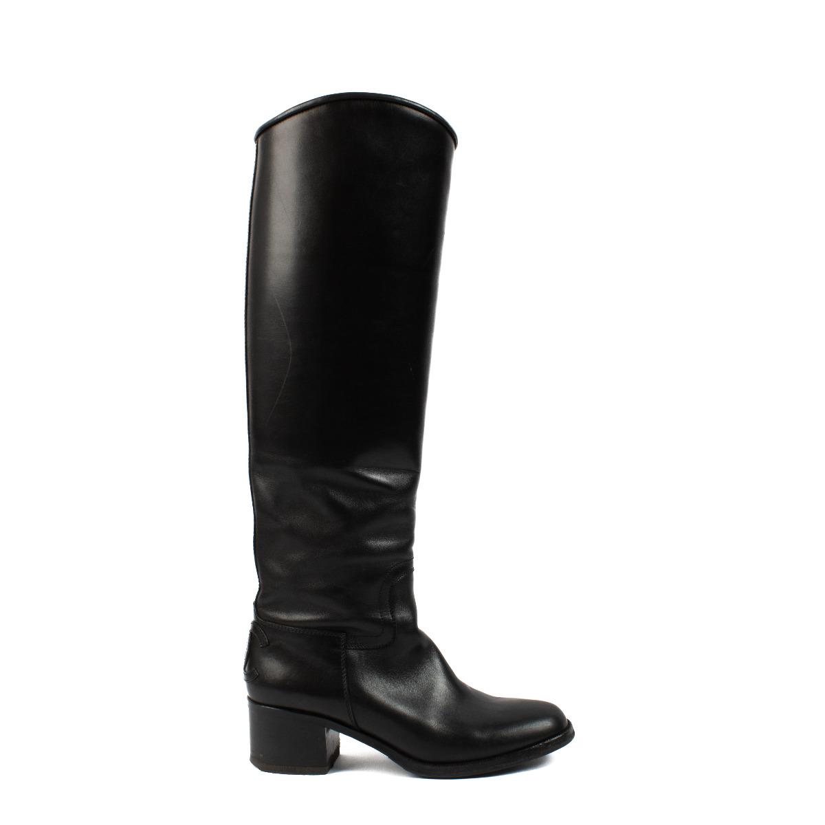 Chanel Black Leather CC Riding Boots size 38 Labellov Buy and Sell Authentic Luxury