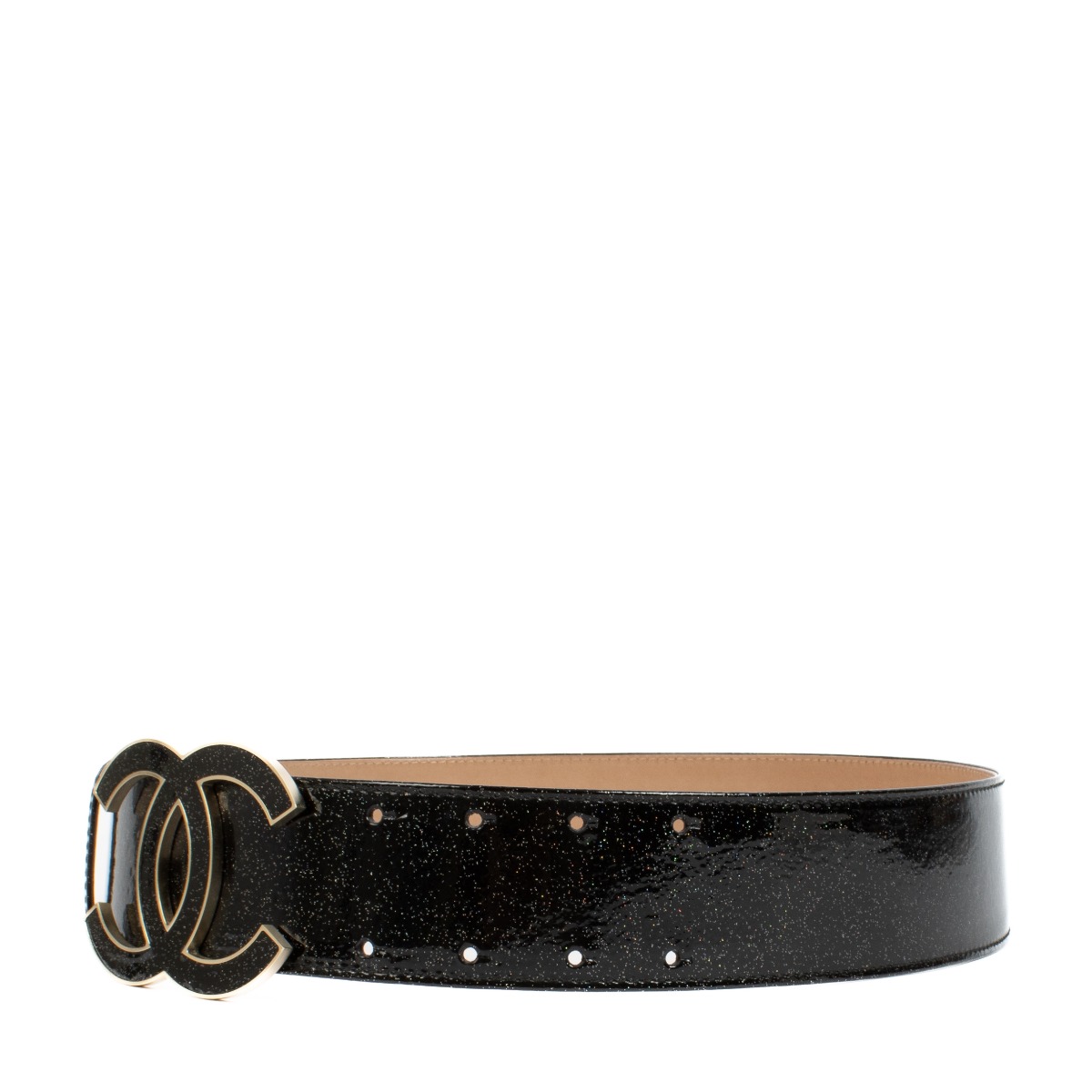 Chanel 08P Patent Leather Glitter Belt - Size 80 ○ Labellov