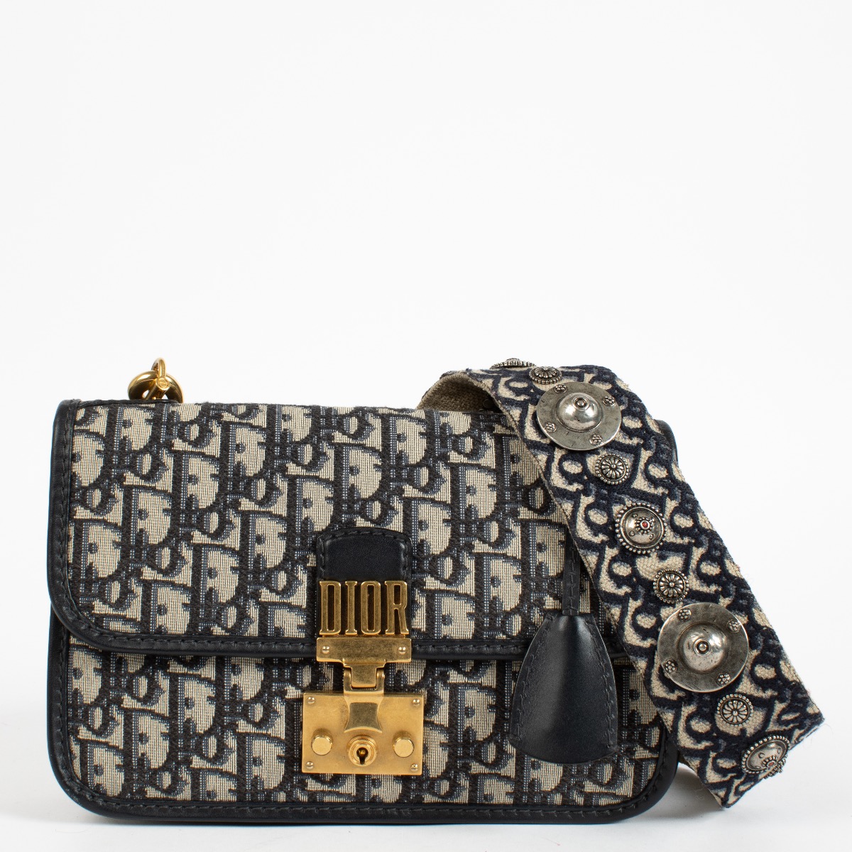 Christian Dior Blue Oblique Dioraddict Medium Flap Bag ○ Labellov