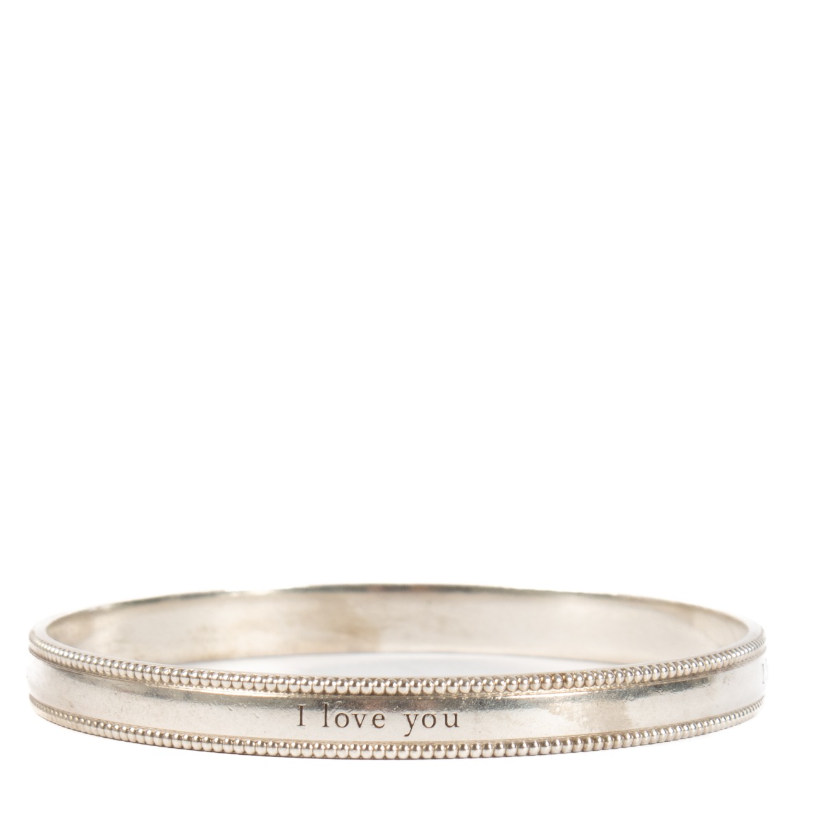 Tiffany Co. Silver I Love You Bangle Bracelet Labellov Buy and Sell Authentic Luxury