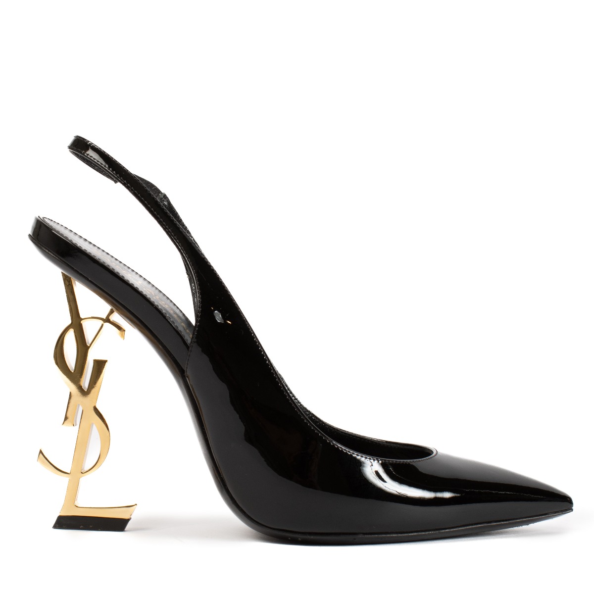 Yves Saint Laurent フェザーポンポンつき黒レザーハイヒール Yves Saint Laurent フェザーポンポンつき黒レザーハイヒール