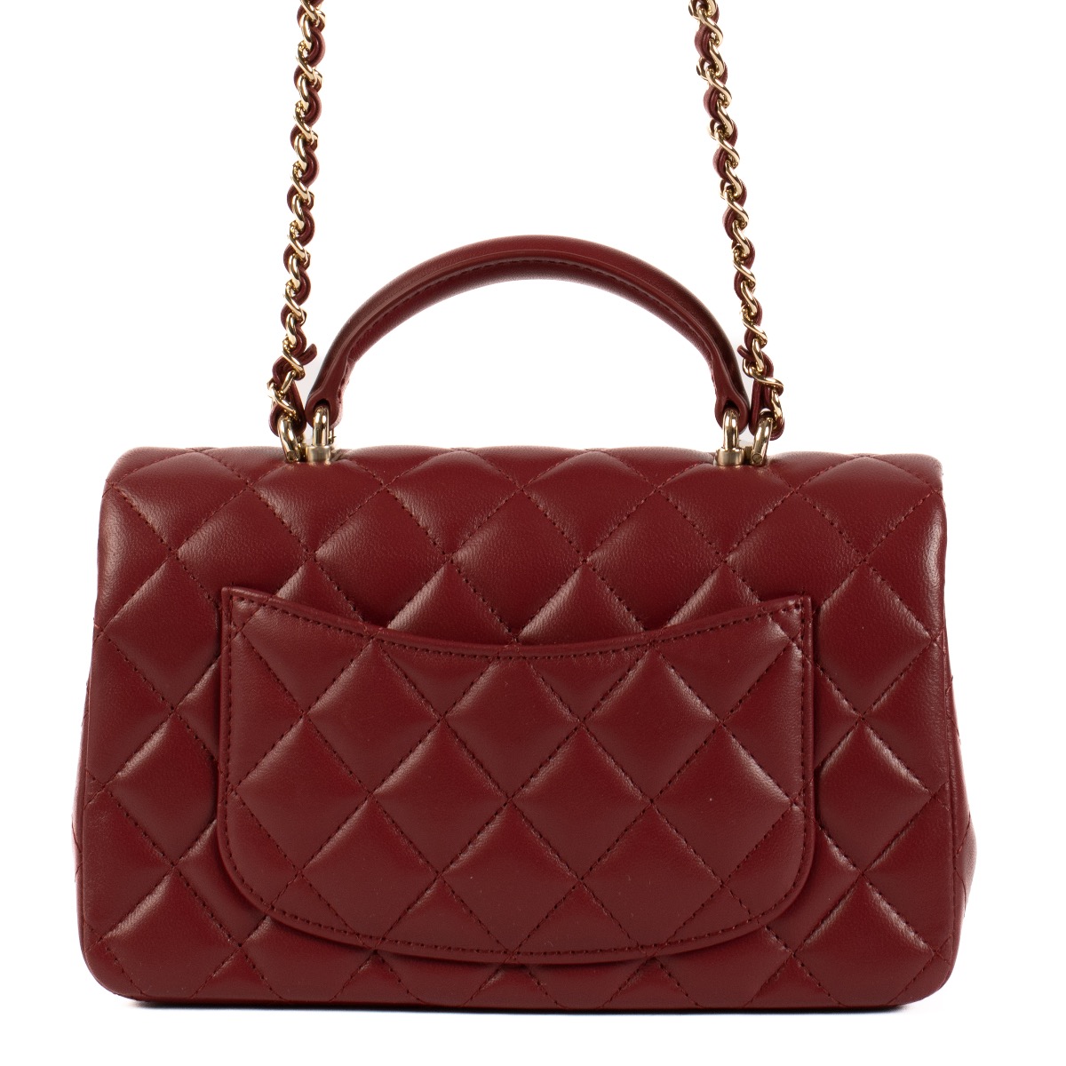 Chanel Burgundy Lambskin Mini Classic Flap Bag with Handle