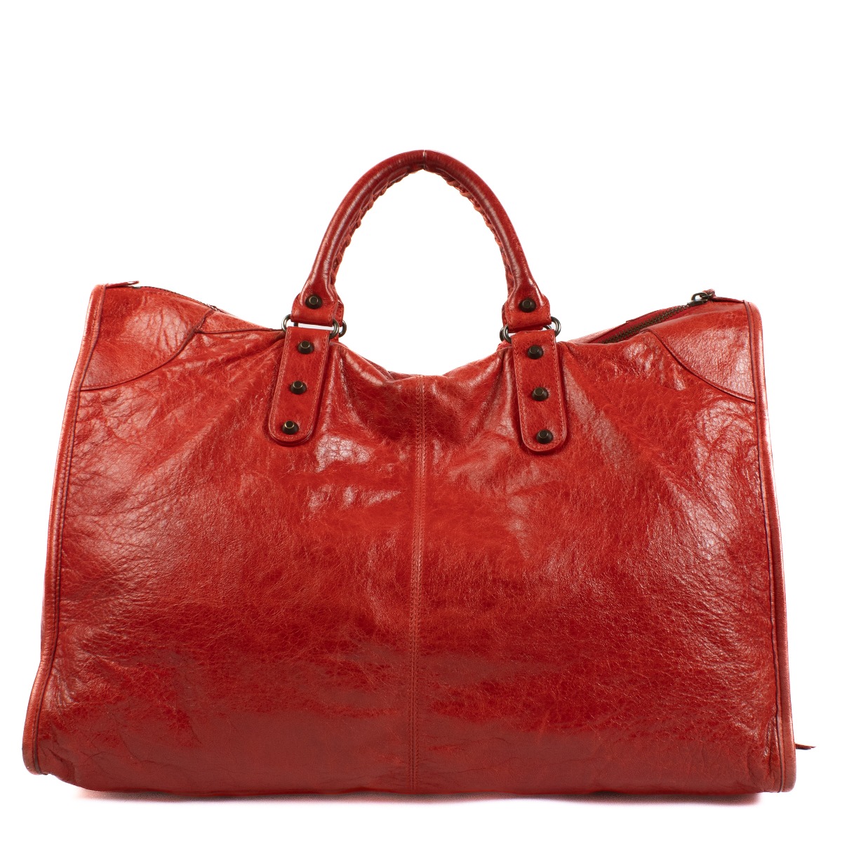 Balenciaga Red Arena Leather Classic Weekender Bag Labellov Buy and Sell Authentic Luxury