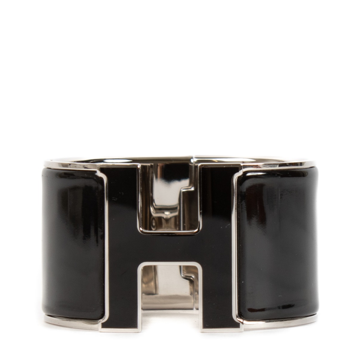 Hermès Black Extra Wide Clic Clac H Bracelet - Size PM ○ Labellov