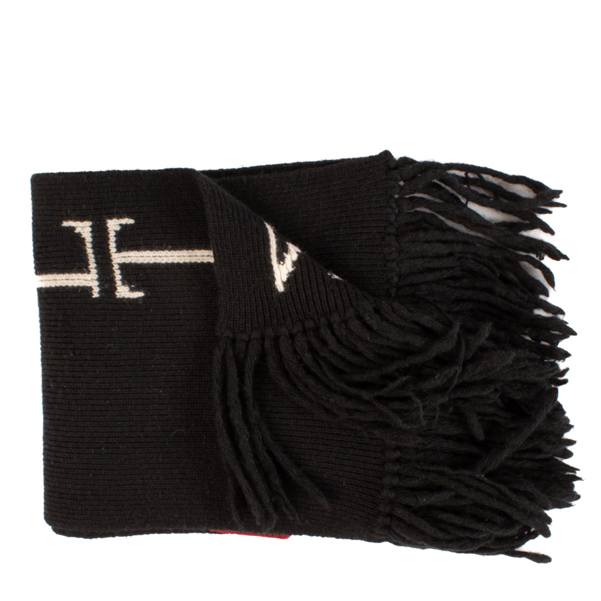 Valentino Black Cashmere Blend VLTN Beanie/Scarf Set