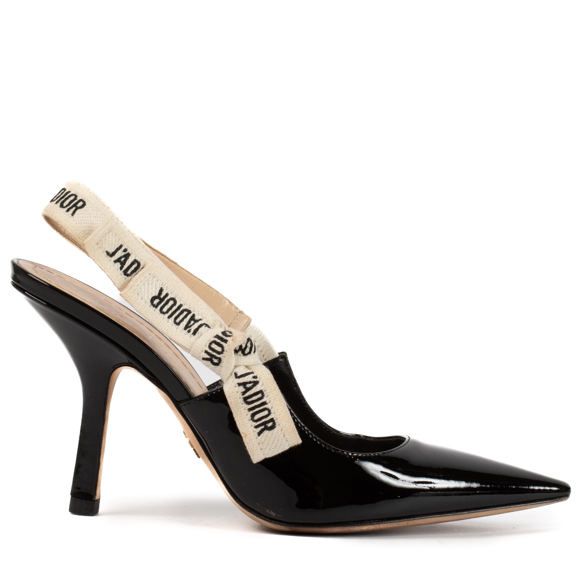 Christian Dior Black Patent J'adior Slingback Pumps - Size